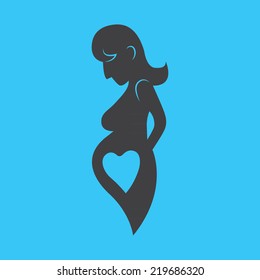 pregnant woman, stylized vector symbol
