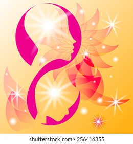 Pregnant woman, stylized vector symbol