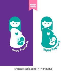 pregnant woman, stylized vector symbol