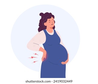 Pregnant woman suffer from backache. Lower back pain  for pregnant woman.