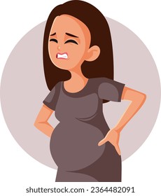 
Pregnant Woman Suffering a Backache Vector medical Cartoon illustration. Mother to be suffering from lumbar back pain in the lower back area
