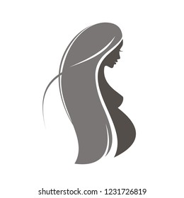 pregnant woman symbol, stylized vector silhouette