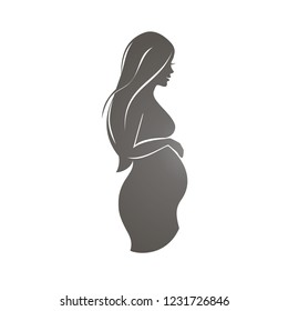 pregnant woman symbol, stylized vector silhouette