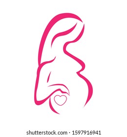 pregnant woman symbol, stylized vector sketch