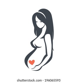 pregnant woman symbol, stylized vector sketch