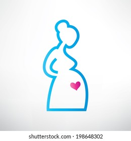 pregnant woman symbol, stylized vector sketch