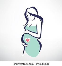 pregnant woman symbol, stylized vector sketch