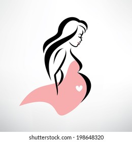 pregnant woman symbol, stylized vector sketch