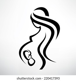 pregnant woman symbol, stylized vector sketch