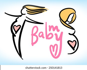 pregnant woman symbol, stylized vector sketch