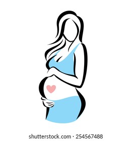 pregnant woman symbol, stylized vector sketch