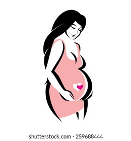 pregnant woman symbol, stylized vector sketch 