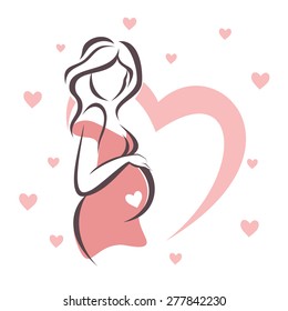 pregnant woman symbol, stylized vector sketch