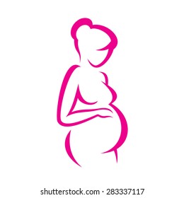 pregnant woman symbol, stylized vector sketch