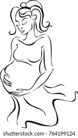 Pregnant woman symbol, stylized vector sketch