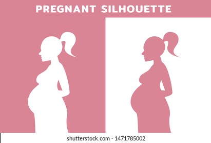 Pregnant woman symbol, vector, pink and white