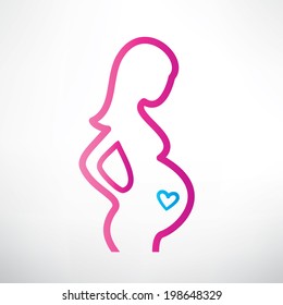 pregnant woman symbol,outlined vector sketch