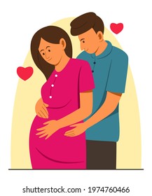 The Pregnant Woman is Taken Care by Husband.