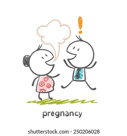 pregnant woman tells her husband that they become parents illustration