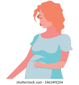 pregnant woman touching her belly