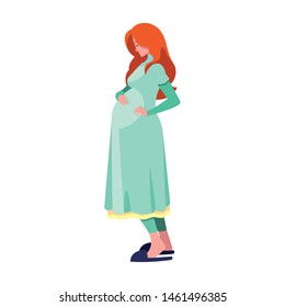 pregnant woman touching her belly