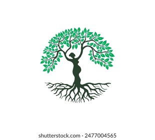 Pregnant Woman Tree Vector . Logo of a pregnant woman. Obstetrics, pediatrics