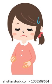 Pregnant woman with troubled face