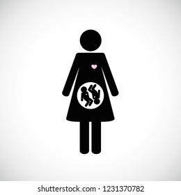 pregnant woman with twins pictogram vector illustration