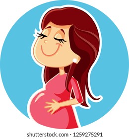 Pregnant Woman Vector Character. Portrait illustration a mother to be expecting baby
