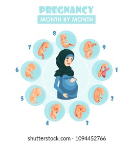 Pregnant woman. Vector colorful illustration with pregnancy concept