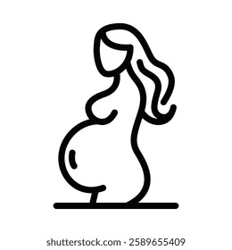 Pregnant woman vector icon for motherhood and maternity themes. Editable stroke.