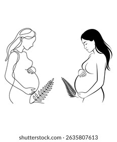 Pregnant woman vector icon for motherhood and maternity themes. Editable stroke.