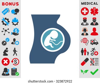 Pregnant Woman vector icon. Style is bicolor flat symbol, cyan and blue colors, rounded angles, white background.