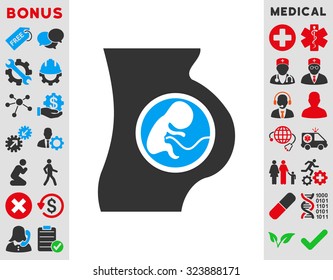 Pregnant Woman vector icon. Style is bicolor flat symbol, blue and gray colors, rounded angles, white background.