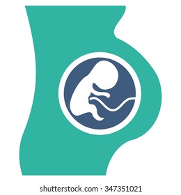 Pregnant Woman vector icon. Style is bicolor flat symbol, cobalt and cyan colors, rounded angles, white background.