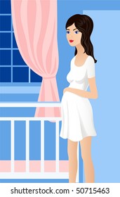 Pregnant woman. Vector illustration.