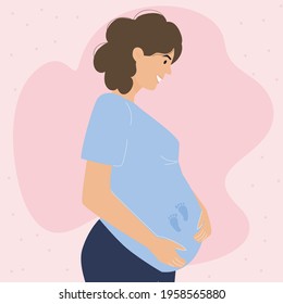 Pregnant woman. Vector illustration with a character in a modern flat style. For your design
