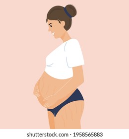 Pregnant woman. Vector illustration with a character in a modern flat style. For your design