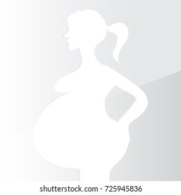 Pregnant woman vector illustration design with paper cut of concept or - Pregnant girl eps 10 clip art