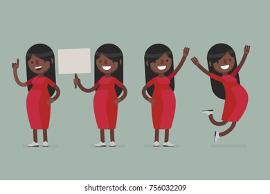 Pregnant woman vector illustration in different poses