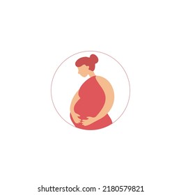 Pregnant woman vector illustration. Pregnant female sign. Fertilization and motherhood concept
