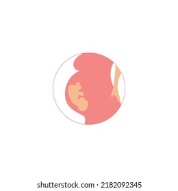 Pregnant woman vector illustration. Pregnant female sign. Fertilization and motherhood concept