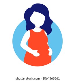 Pregnant woman vector illustration, flat design with trend colors