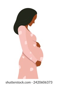 Pregnant woman. Vector illustration. Flat design. Isolated on a white background.	
