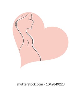 Pregnant woman vector line art.