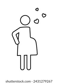 Pregnant woman vector linear icon. A woman is preparing to become a mother. Illustration of a woman's life on an isolated background. EPS10
