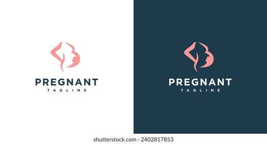 Pregnant woman vector logo illustration