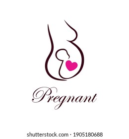 Pregnant woman vector logo template. Suitable for business, health, motherhood and symbol pregnancy