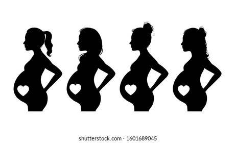 Pregnant woman vector sign art set