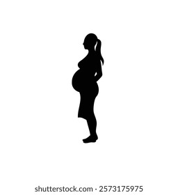 A pregnant woman vector silhouette